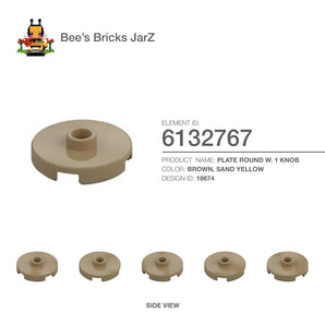6132767-PLATE ROUND W. 1 KNOB-Sand Yellow