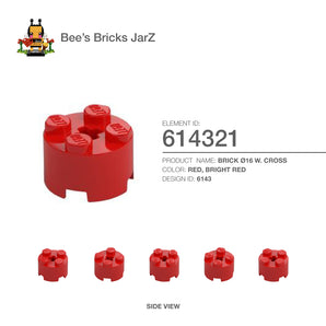 614321-BRICK Ø16 W. CROSS-Bright Red