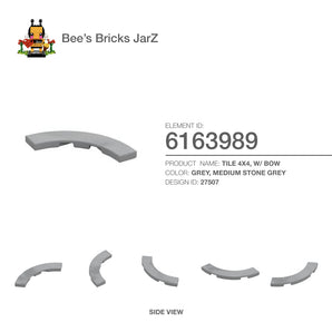 6163989-TILE 4X4, W/ BOW-Medium Stone Grey