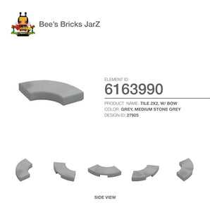 6163990-TILE 2X2, W/ BOW-Medium Stone Grey