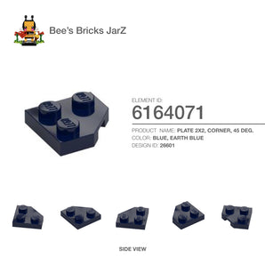 6164071-PLATE 2X2, CORNER, 45 DEG.-ฺEarth Blue