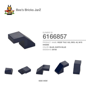 6166857-ROOF TILE 1X2, DEG. 45, W/O KNOBS-Earth Blue