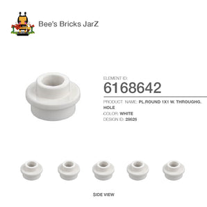 6168642-PL.ROUND 1X1 W. THROUGHG. HOLE-White