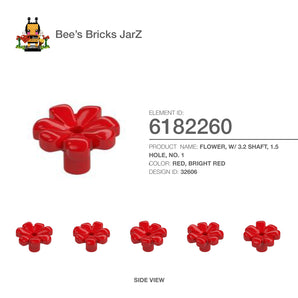 6182260-FLOWER, W/ 3.2 SHAFT, 1.5 HOLE, NO. 1-Bright Red