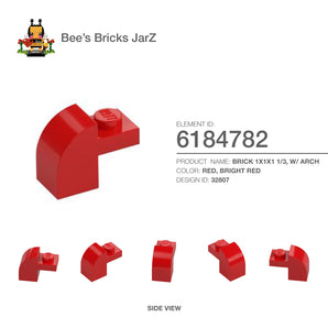 6184782-BRICK 1X1X1 1/3, W/ ARCH-Bright Red