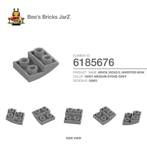 6185676-BRICK 2X2X2/3, INVERTED BOW-Medium Stone Grey