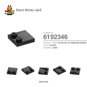 6192346-PLATE 2X2, W/ REDUCED KNOBS-Black