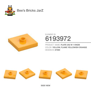 6193972-PLATE 2X2 W 1 KNOB-Flame Yellowish Orange