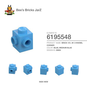 6195548-BRICK 1X1, W/ 2 KNOBS, CORNER-Medium Blue