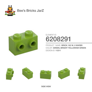 6208291-BRICK 1X2 W. 2 KNOBS-Bright Yellowish Green
