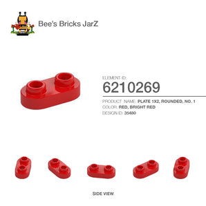 6210269-PLATE 1X2, ROUNDED, NO. 1-Bright Red