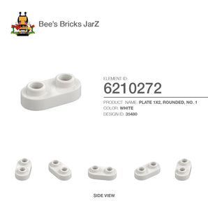6210272-PLATE 1X2, ROUNDED, NO. 1-White