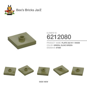 6212080-PLATE 2X2 W 1 KNOB-Olive Green