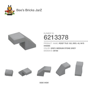 6213378-ROOF TILE 1X2, DEG. 45, W/O KNOBS-Medium Stone Grey