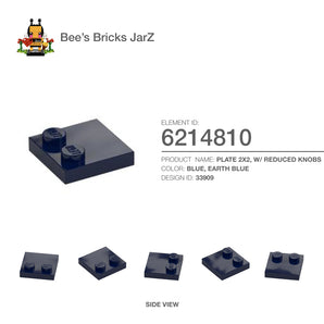 6214810-PLATE 2X2, W/ REDUCED KNOBS-Earth Blue