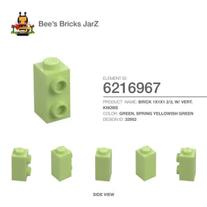 6216967-BRICK 1X1X1 2/3, W/ VERT. KNOBS-Spring Yellowish Green