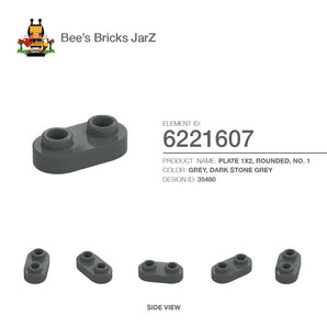 6221607-PLATE 1X2, ROUNDED, NO. 1-Dark Stone Grey