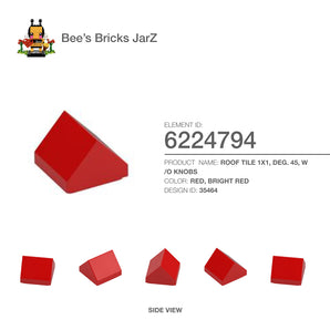 6224794-ROOF TILE 1X1, DEG. 45, W/O KNOBS-Bright Red