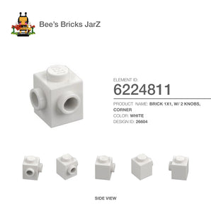 6224811-BRICK 1X1, W/ 2 KNOBS, CORNER-White