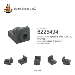 6225494-PLATE 1X1, W/ 1.5 PLATE 1X1, UPWARDS-Dark Stone Grey