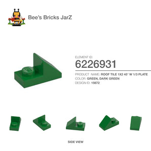 6226931-ROOF TILE 1X2 45° W 1/3 PLATE-Dark Green