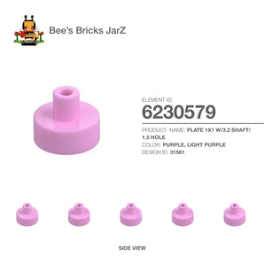 6230579-PLATE 1X1, W/ 3.2 SHAFT AND 1.5 HOLE-Light Purple