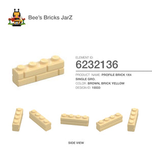 6232136-PROFILE BRICK 1X4 SINGLE GRO.-Brick Yellow