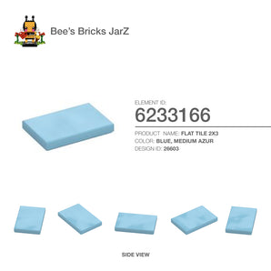 6233166-FLAT TILE 2X3-Medium Azur