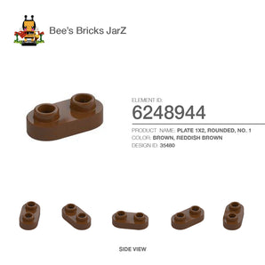6248944-PLATE 1X2, ROUNDED, NO. 1-Reddish Brown