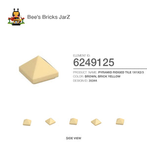 6249125-PYRAMID RIDGED TILE 1X1X2/3-Brick Yellow