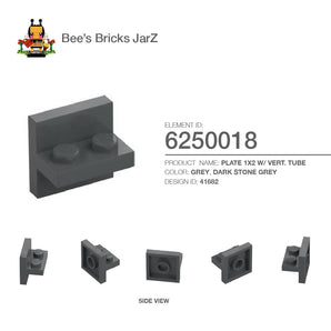 6250018-PLATE 1X2 W/ VERT. TUBE-Dark Stone Grey