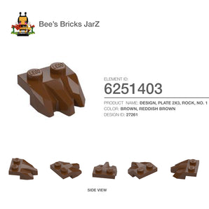 6251403-DESIGN, PLATE 2X3, ROCK, NO. 1-Reddish Brown