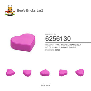6256130-TILE 1X1, HEART, NO. 1-Bright Purple