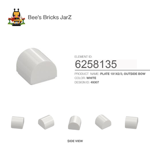 6258135-PLATE 1X1X2/3, OUTSIDE BOW-White