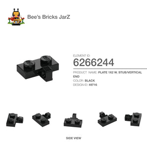 6266244-PLATE 1X2 W. STUB/VERTICAL-Black