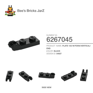 6267045-PLATE 1X2 W/FORK/VERTICAL/END-Black