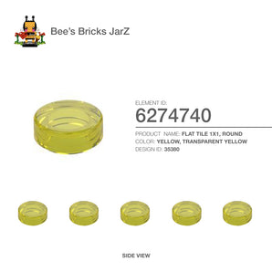 6274740-FLAT TILE 1X1, ROUND-Tr. Yellow
