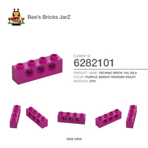 6282101-TECHNIC BRICK 1X4, Ø4,9-Bright Reddish Violet