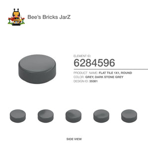 6284596-FLAT TILE 1X1, ROUND-Dark Stone Grey