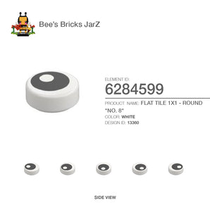 6284599-FLAT TILE 1X1 - ROUND "NO. 8"-White