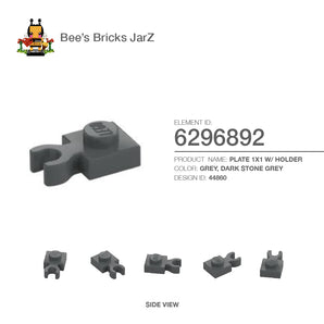 6296892-PLATE 1X1 W. HOLDER-Dark Stone Grey
