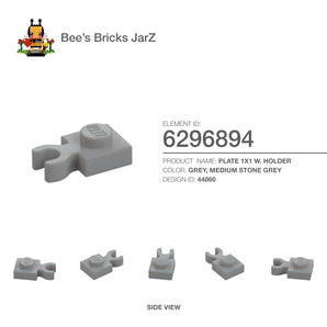 6296894-PLATE 1X1 W. HOLDER-Medium Stone Grey