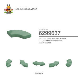 6299637-TILE 2X2, W/ BOW-Sand Green