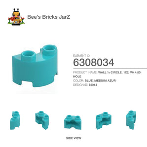 6308034-WALL ½ CIRCLE, 1X2, W/ 4.85 HOLE-Medium Azur