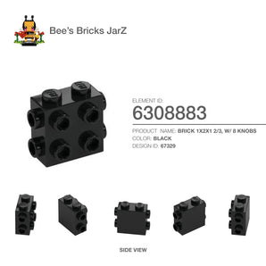 6308883-BRICK 1X2X1 2/3, W/ 8 KNOBS-Black
