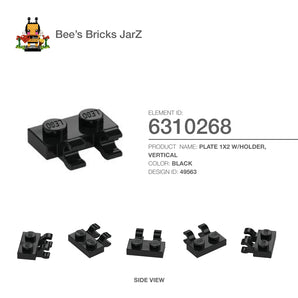 6310268-PLATE 1X2 W/HOLDER, VERTICAL-Black