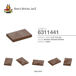6311441-FLAT TILE 2X3-Reddish Brown