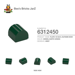 6312450-PLATE 1X1X2/3, OUTSIDE BOW-Earth Green