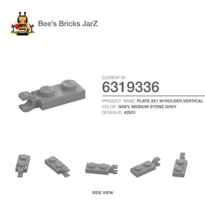 6319336-PLATE 2X1 W/HOLDER,VERTICAL-Medium Stone Grey