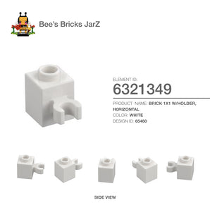 6321349-BRICK 1X1 W/HOLDER, H0RIZONTAL-White